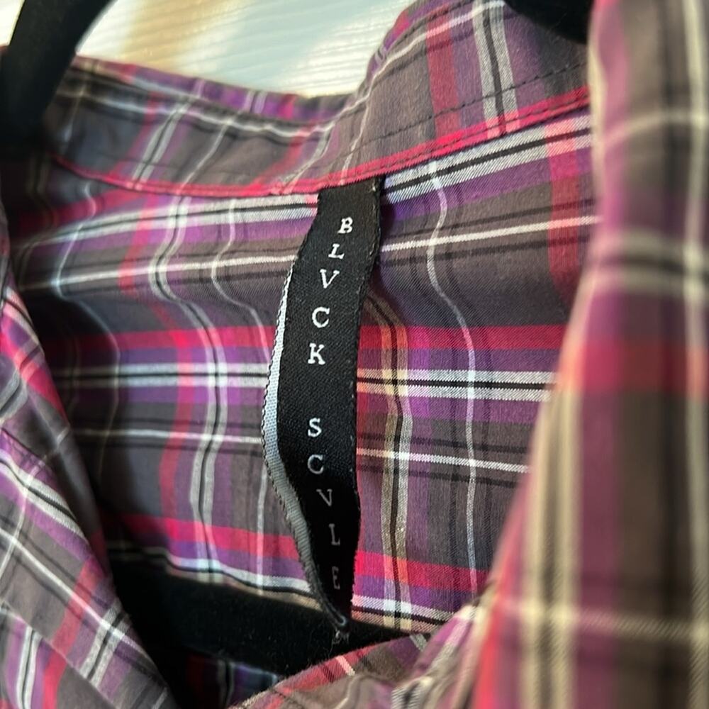 Black scale men’s plaid button down M - Picture 4 of 4